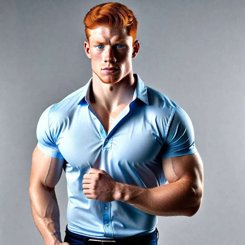 Beefy male ginger gay pornstar