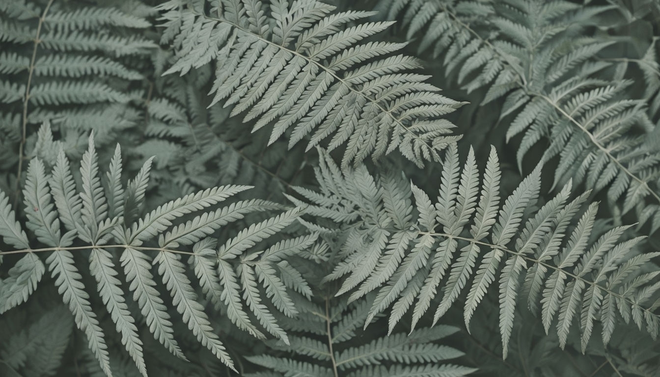 Thyme-Green Fern Fronds Tranquil Nature Background Image