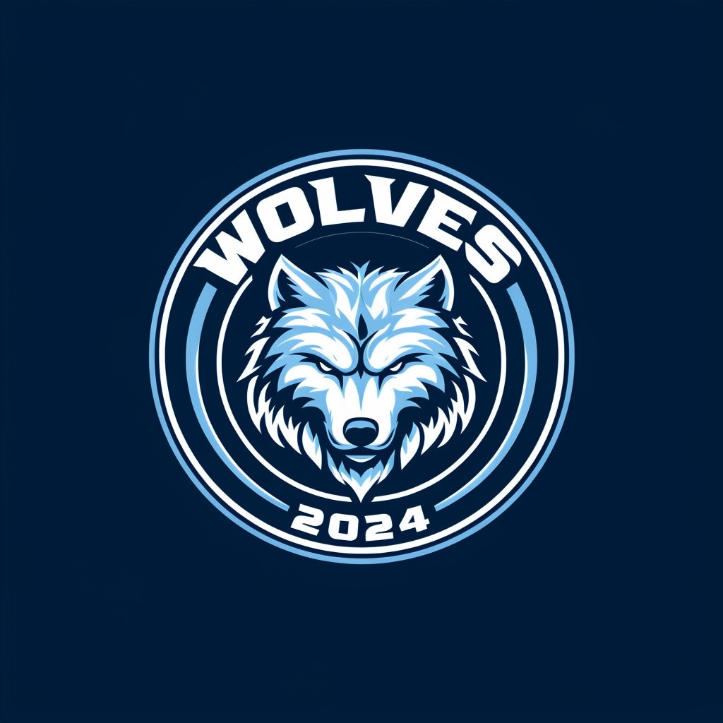 Bold Stylized Wolf Head Logo for Wolves 2024 Design