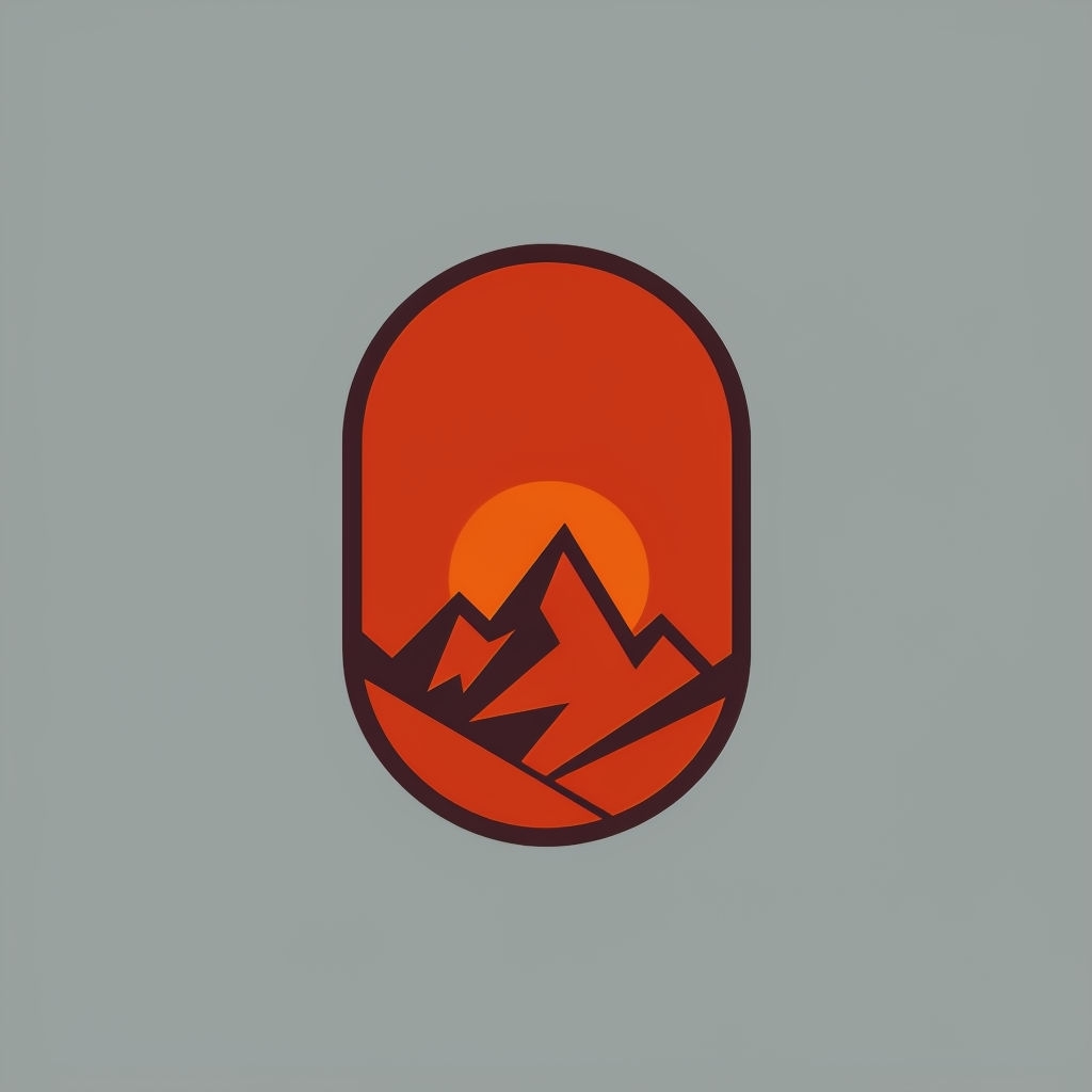 Vintage Mountain Range Sunset Illustration for Hat