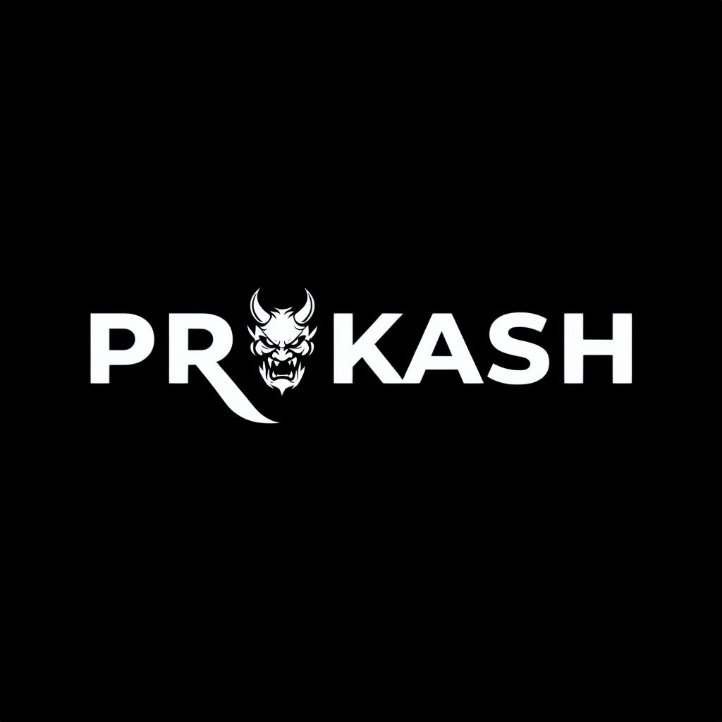 Bold PROKASH Logo with Fierce Demon Face T-Shirt