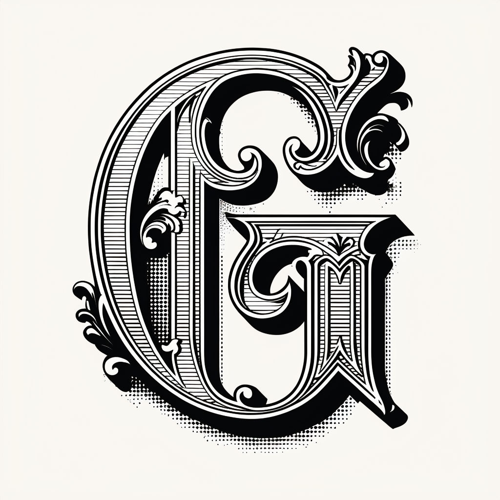 Intricate Vintage Letter G Typography Art Print Monogram