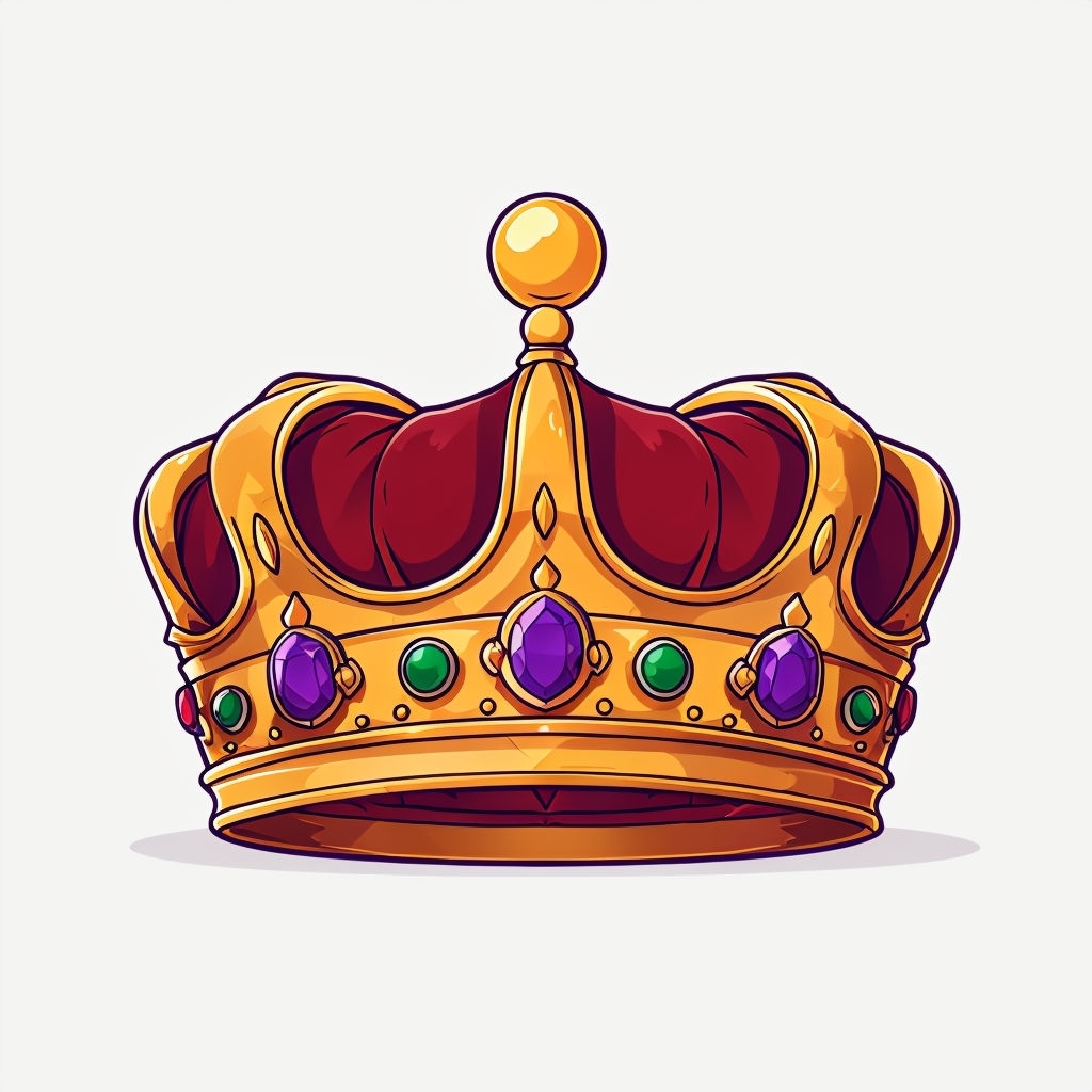Lavish Cartoon Gold Crown with Colorful Gemstones Sticker