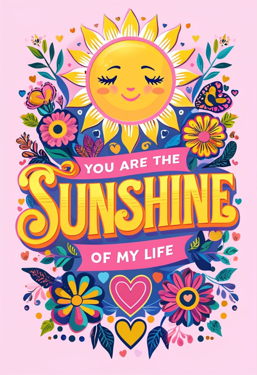 You Are The Sunshine Of My Life Colorful Illustration Poster