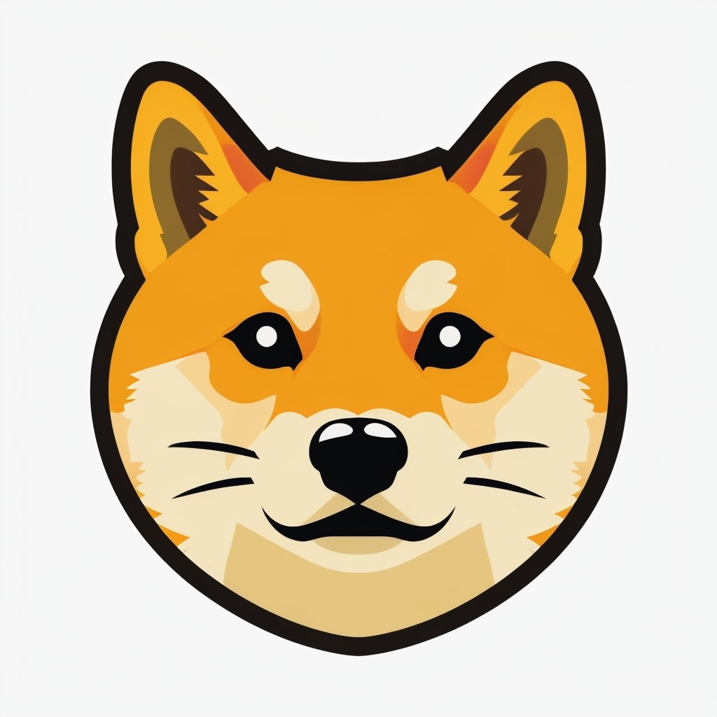 Playful Flat Shiba Inu Dog Face Icon Sticker