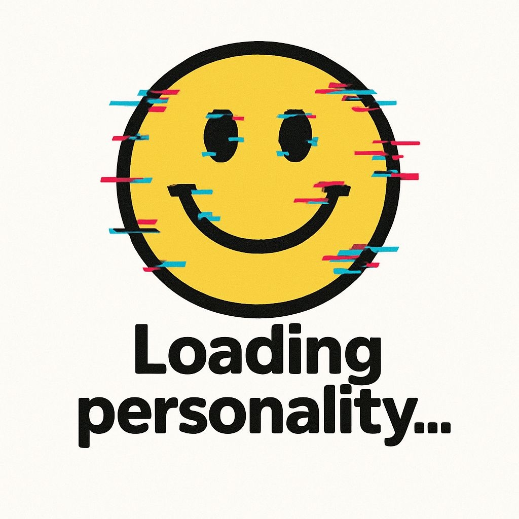 Bright Yellow Smiley Face with Glitch Effects Sticker