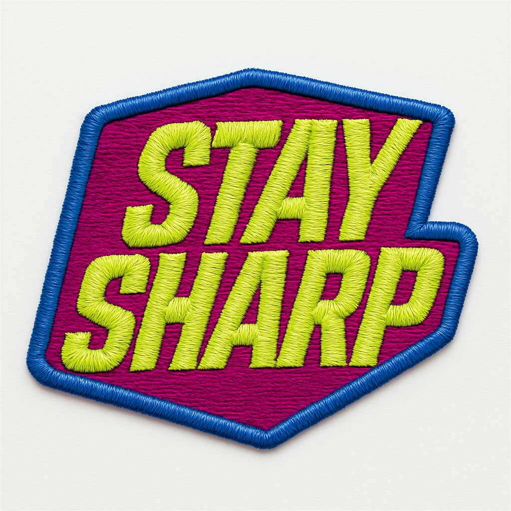 Vibrant Stay Sharp Embroidered Hexagonal Patch for Hats