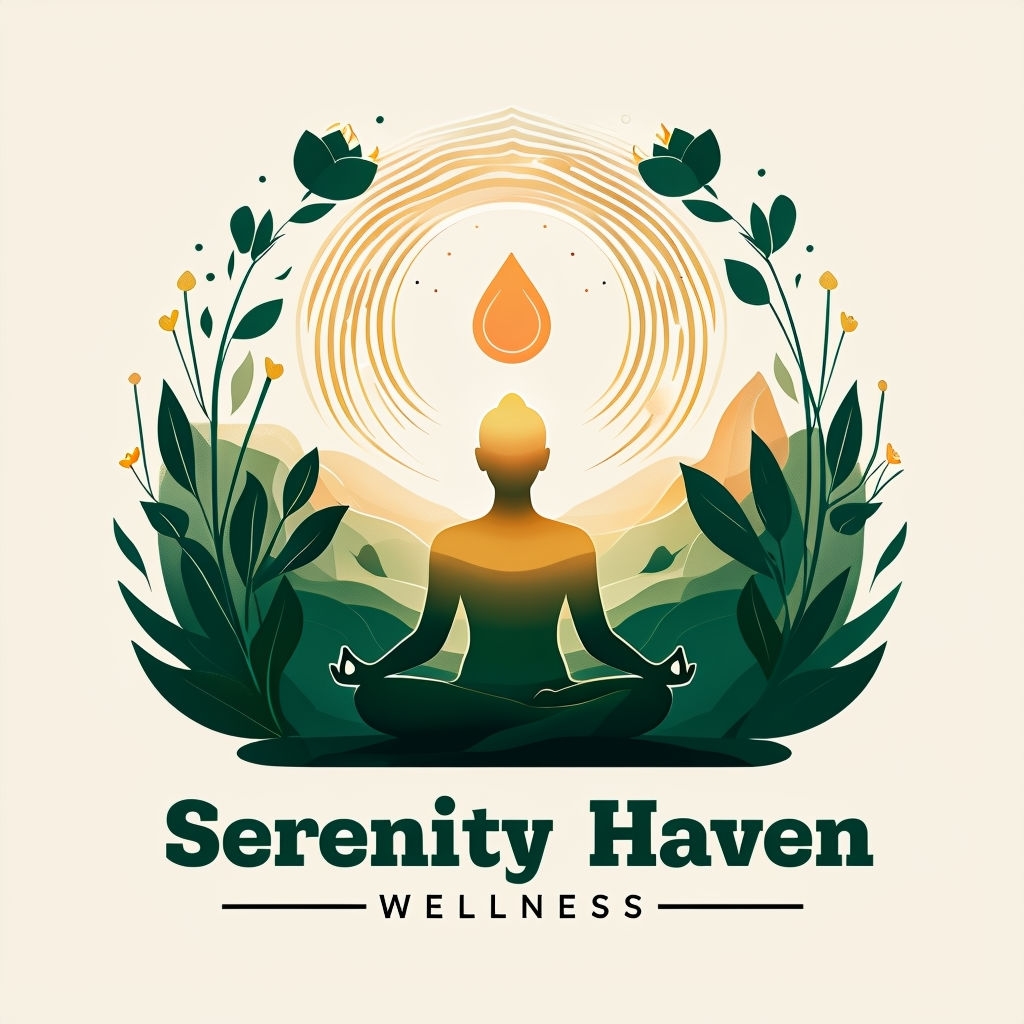 Tranquil Meditation Silhouette with Nature Elements Logo