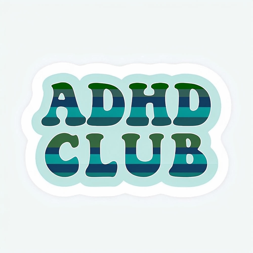 Vibrant ADHD Club Bold Bubble Letter Sticker Design