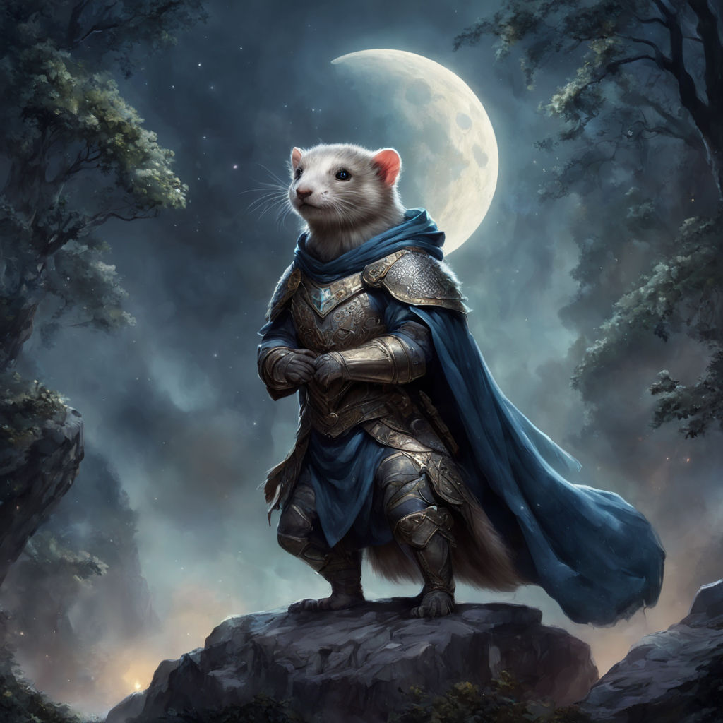 Ferret knight clad in shimmering armor beneath a billowing c... by ...