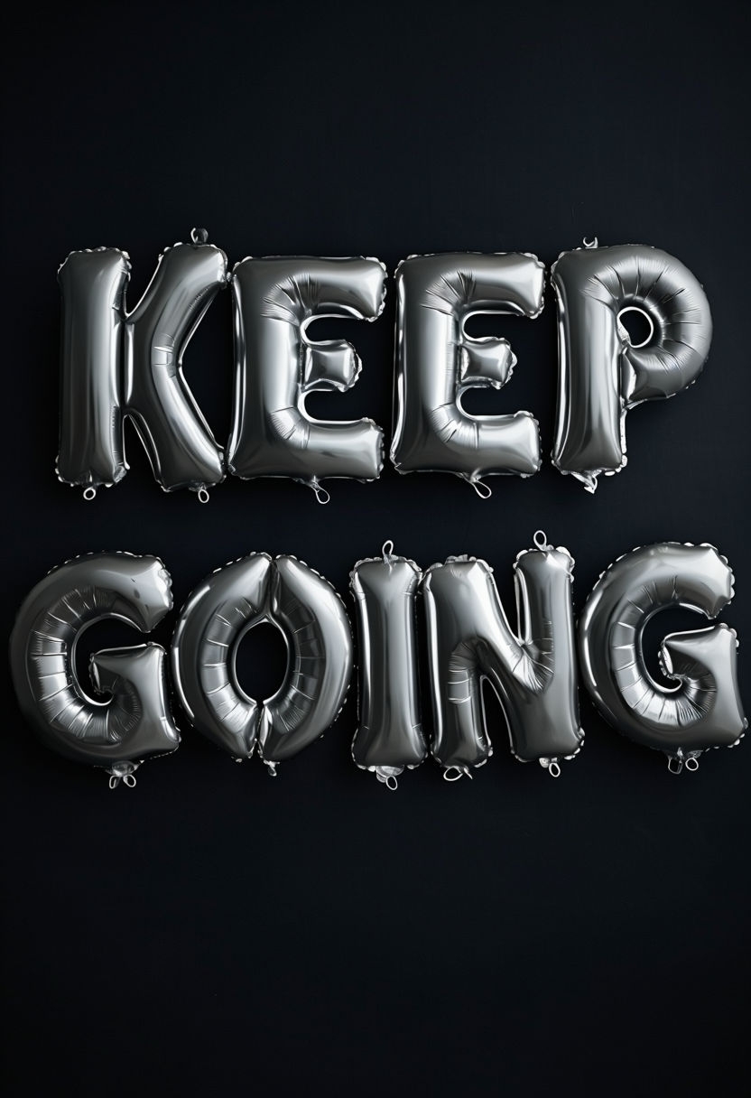 Uplifting KEEP GOING Balloon Art for Motivation Poster