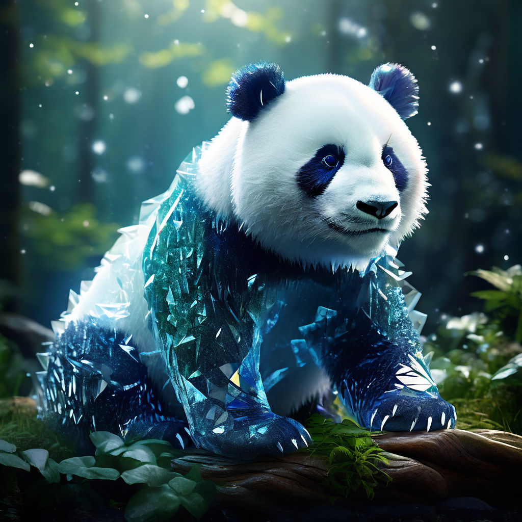 Panda made out of ice crystals. Full body picture. Full body... by ...