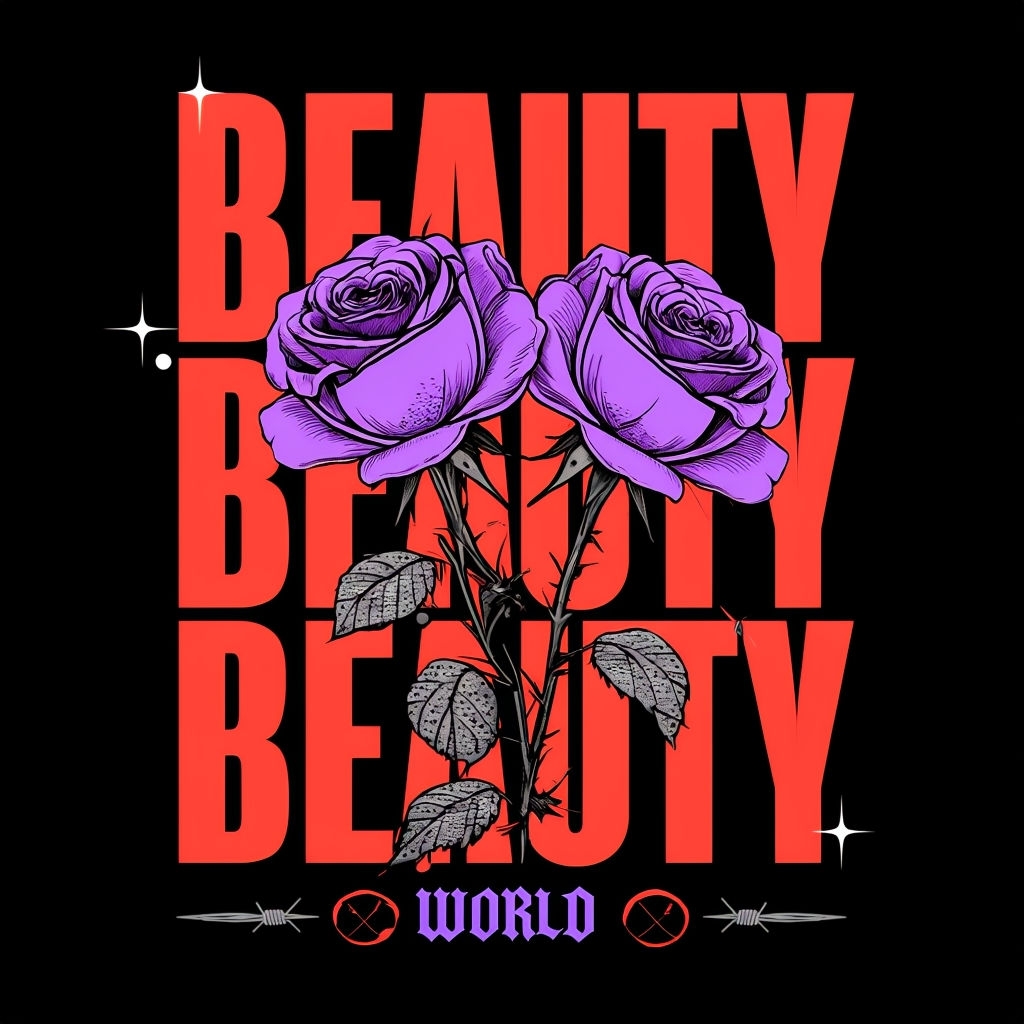Lavender Roses and Beauty Text Graphic T-Shirt
