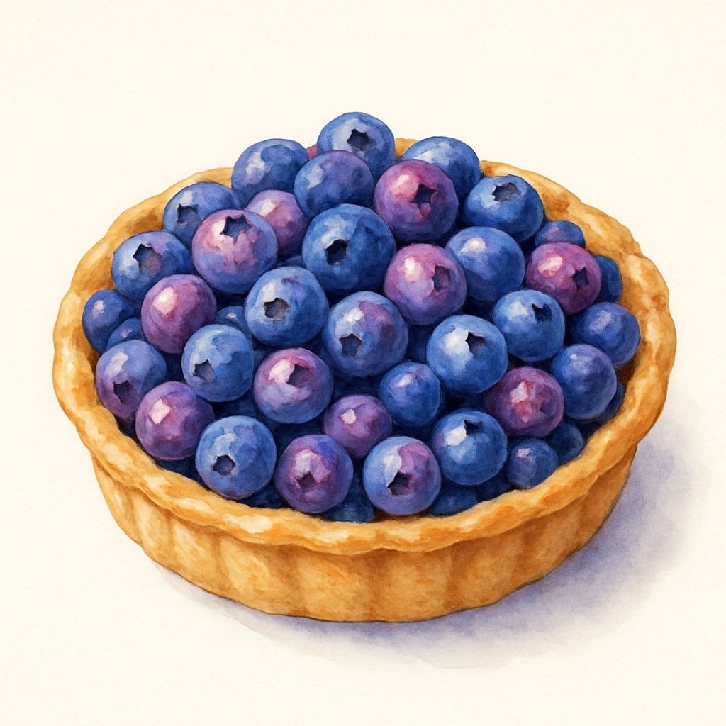 Realistic Watercolor Blueberry Tart Illustration Sticker