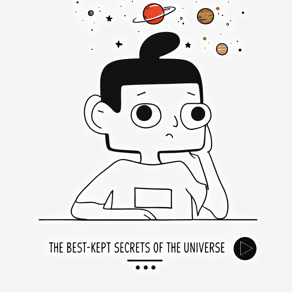 Minimalist Square Head Cartoon Contemplative Universe