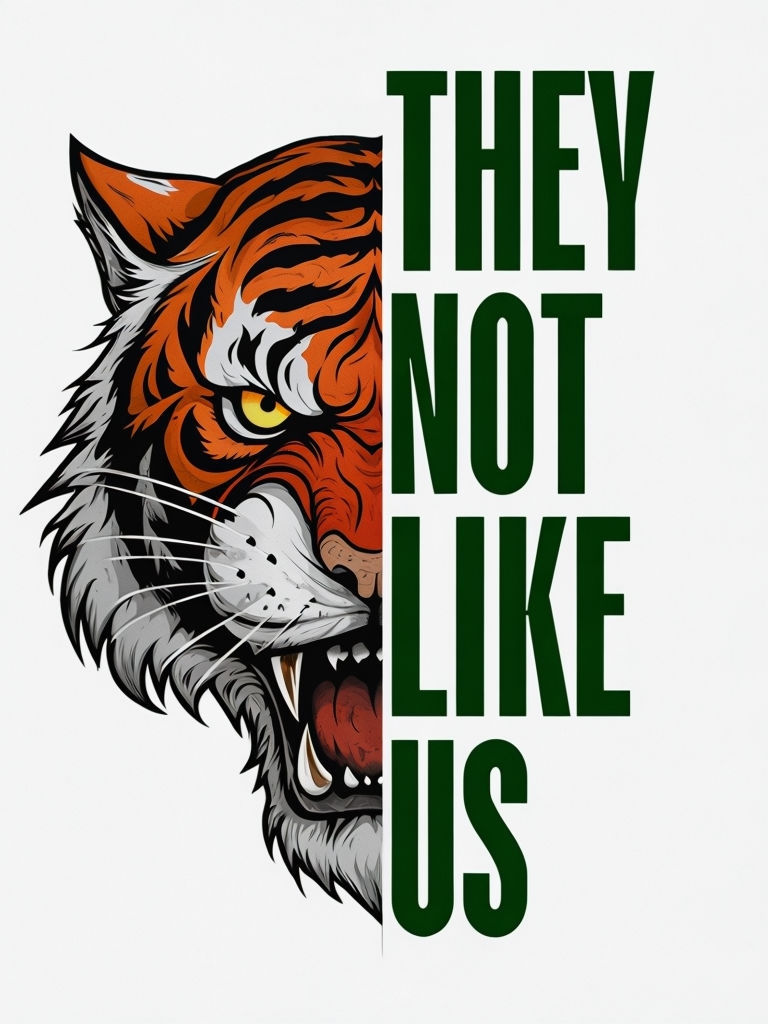 Fierce Tiger Head with Bold 'They Not Like Us' Text T-Shirt