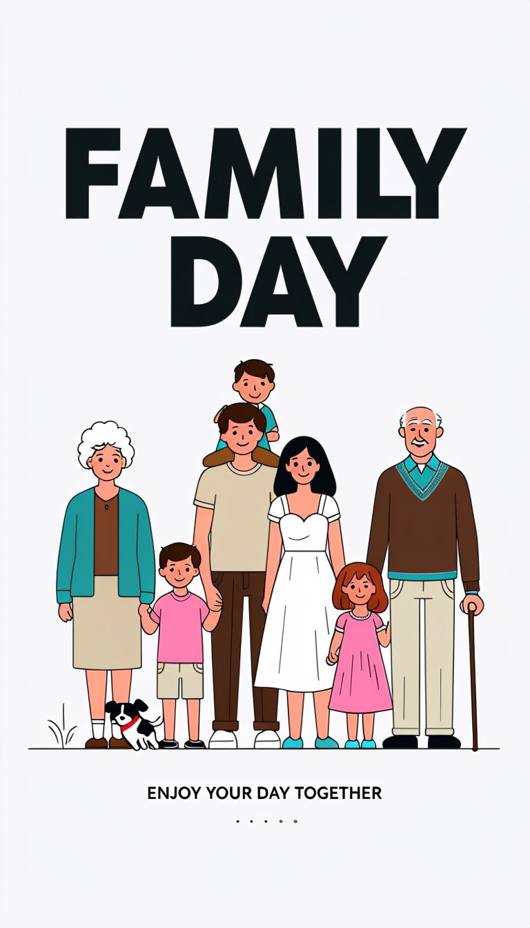 Cheerful Cartoon Family Day Minimalist Poster Design Social Media Post