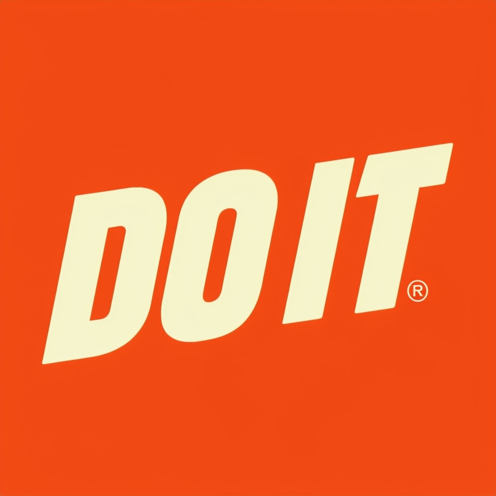 Bold Minimalist 'DO IT' Logo on Pumpkin Orange Background Logo