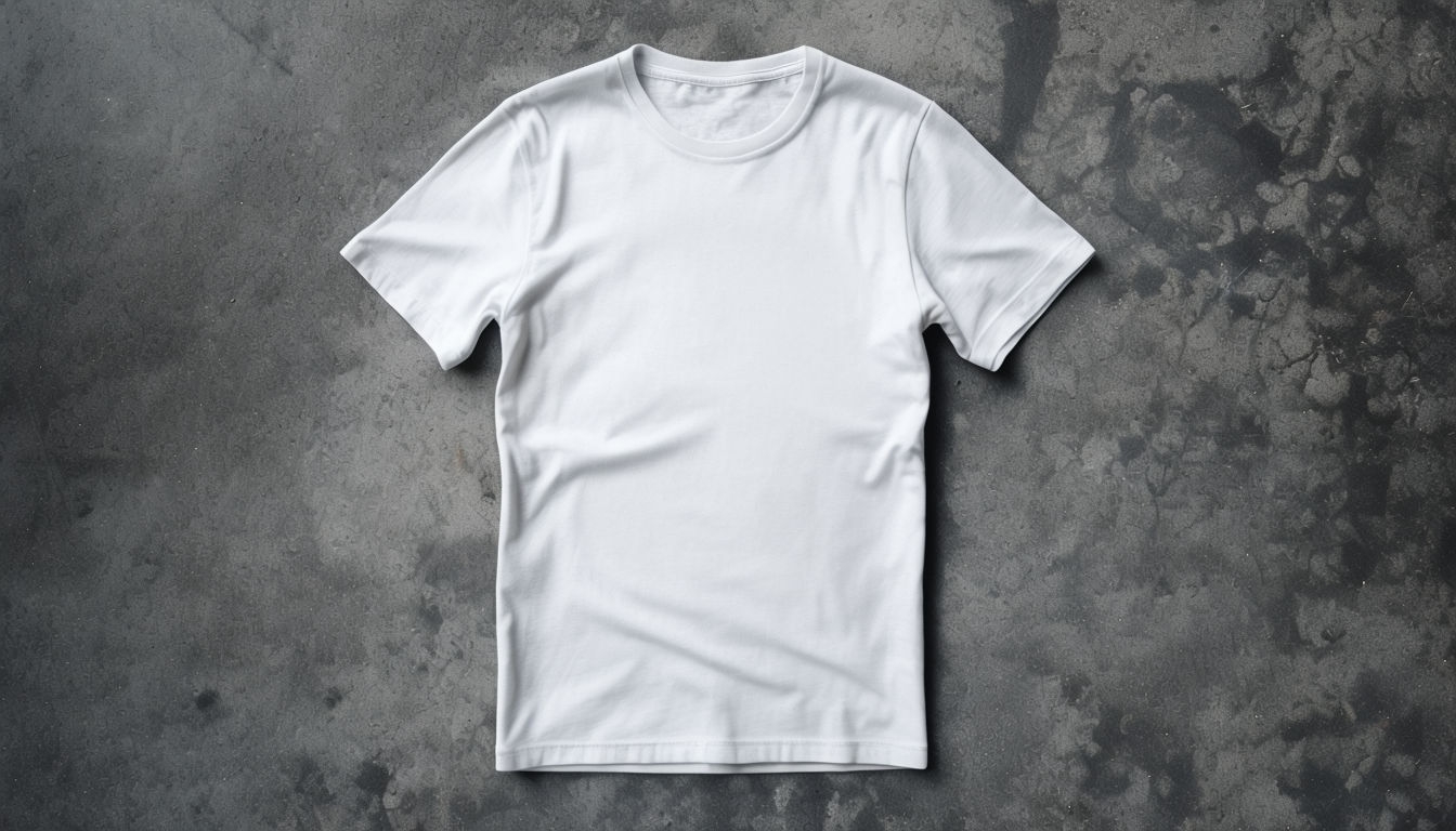 Crisp White Short-Sleeved T-Shirt Overhead Flat Lay Mockup