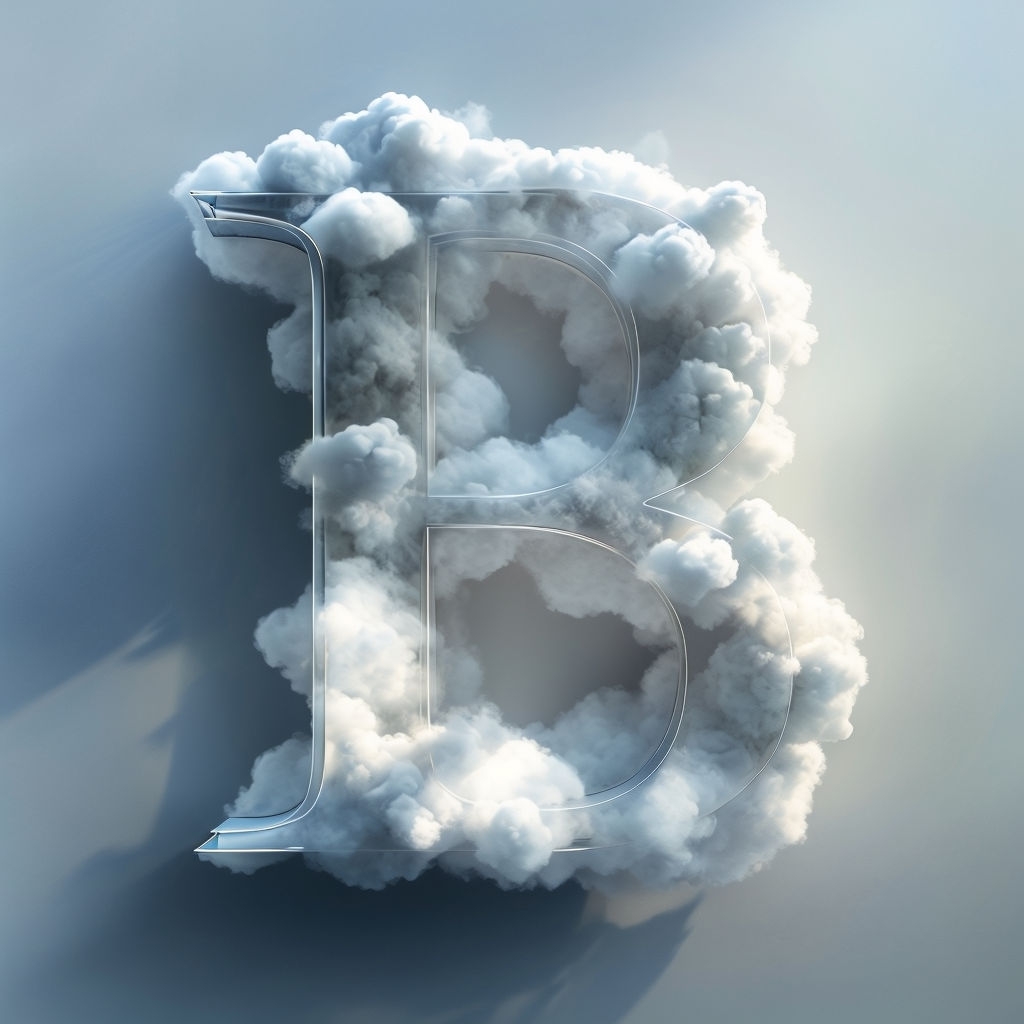 Ethereal Cloud Letter B Abstract Digital Art Print Monogram