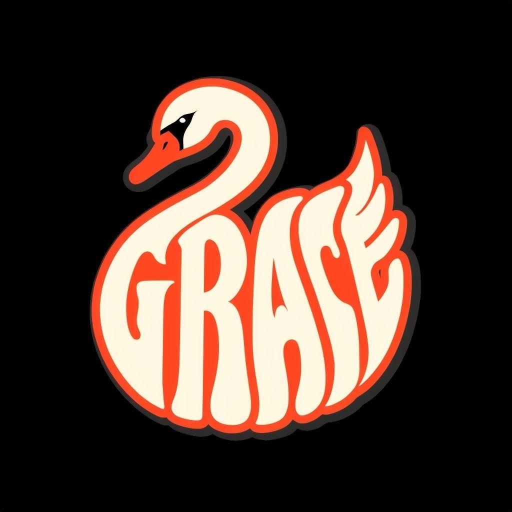 Elegant Swan Typography Design with the Word 'GRACE' T-Shirt