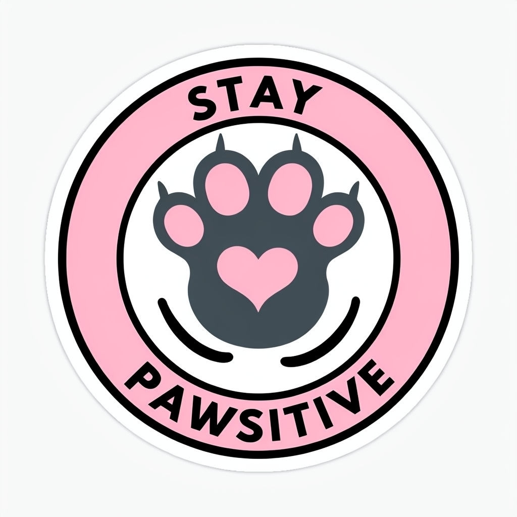 Pawsitive Stay Motivational Cat Paw Print Sticker