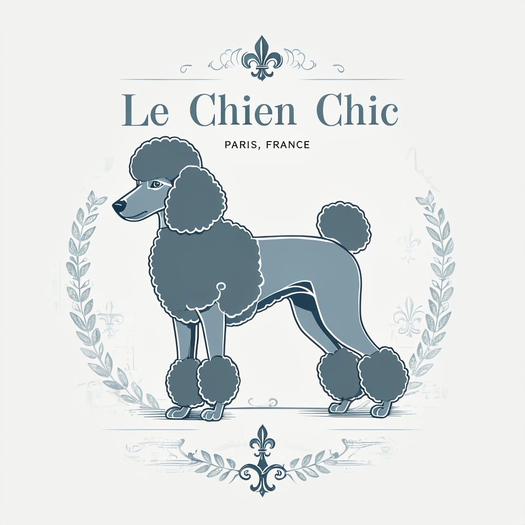 Elegant Poodle Illustration with French Design Coffee Mug