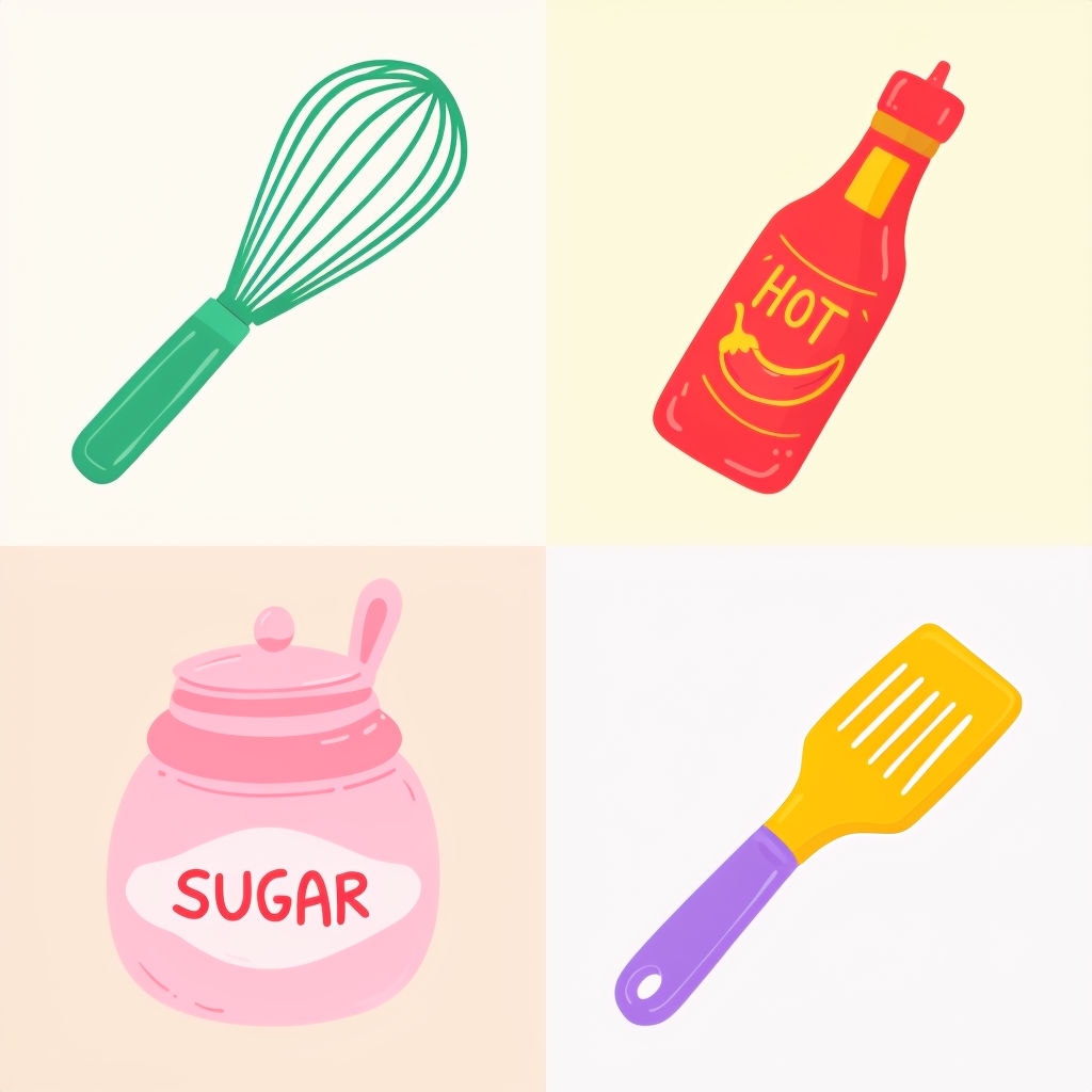 Playful Cartoon Kitchen Items Seamless Pattern Design