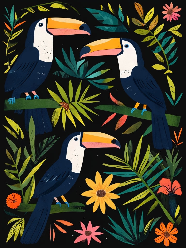 Vibrant Folk Art Toucans with Tropical Foliage Phone Case Cover