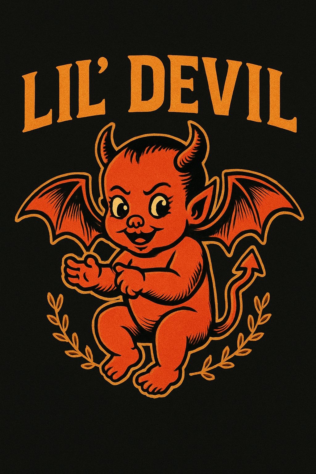 Mischievous Lil Devil Vintage Illustration T-Shirt
