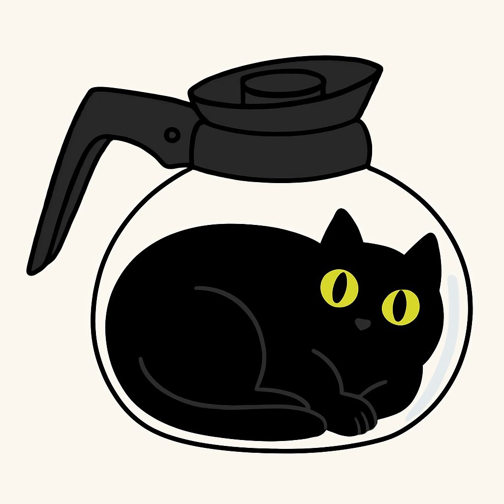 Curious Black Cat Inside Coffee Pot Digital Illustration Mug