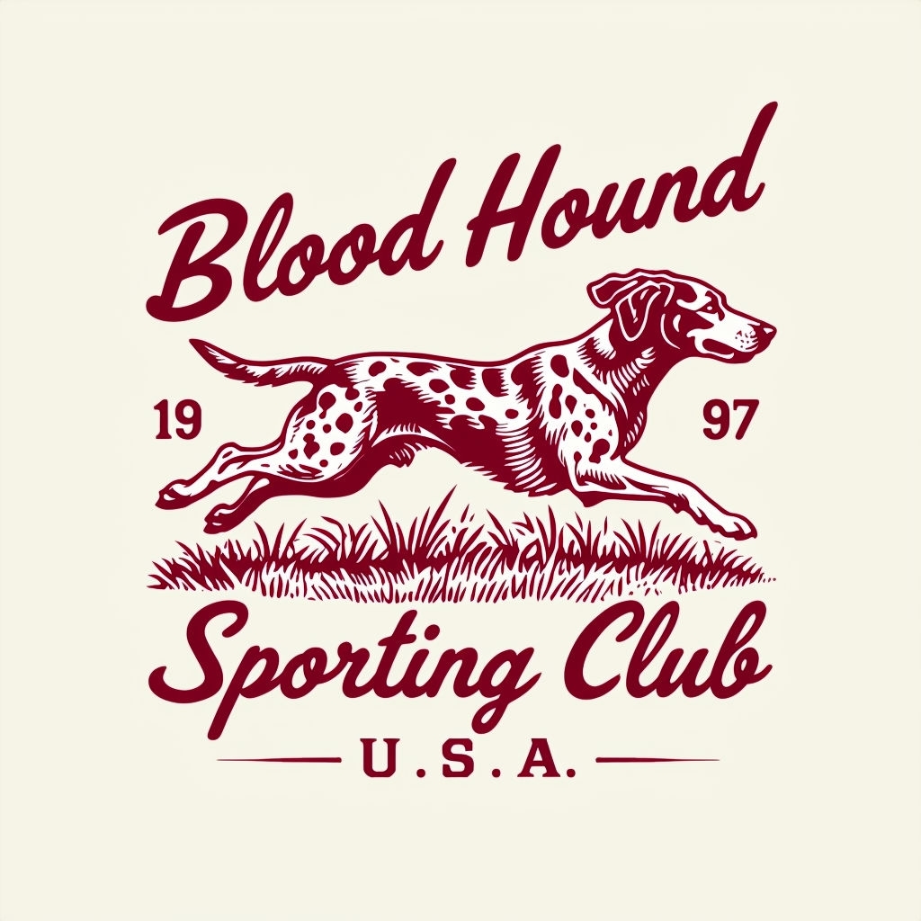 Vintage Maroon Blood Hound Sporting Club Logo T-Shirt