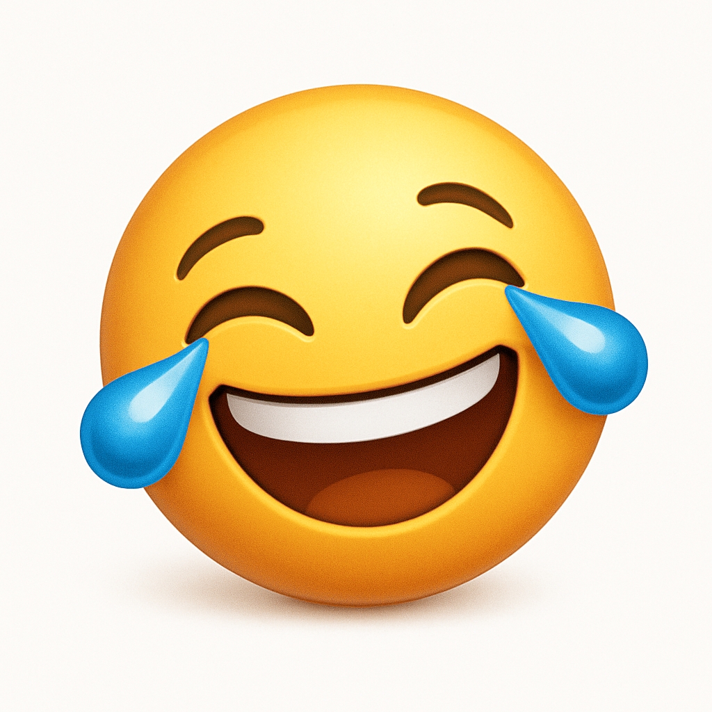 Joyful Laughing Emoji Illustration with Teary Tears Sticker