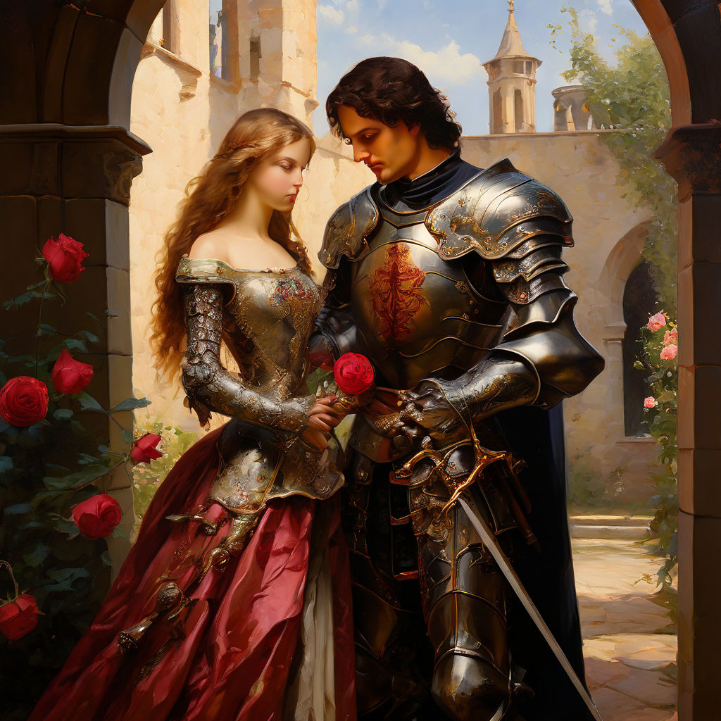 A nice picture of a knight protecting a princess