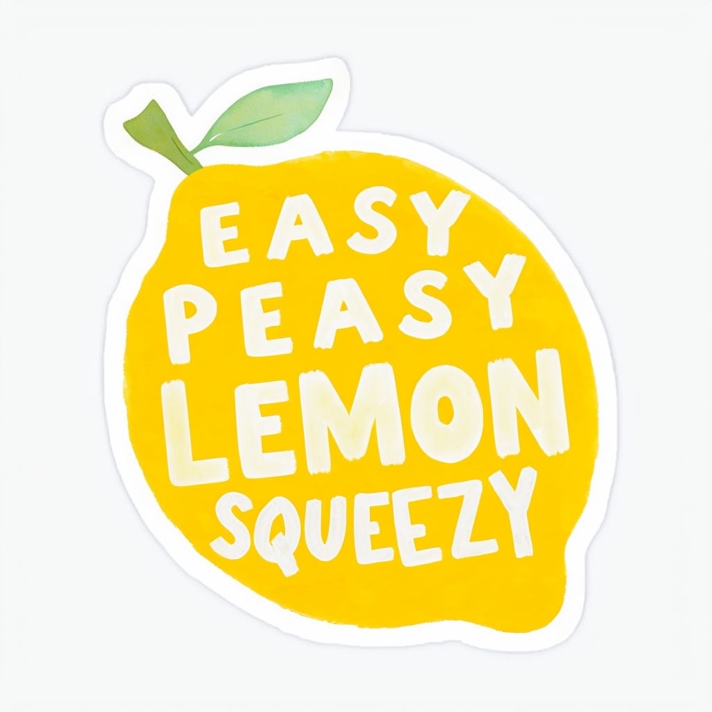 Bright Yellow Lemon with Easy Peasy Squeezy Text Sticker