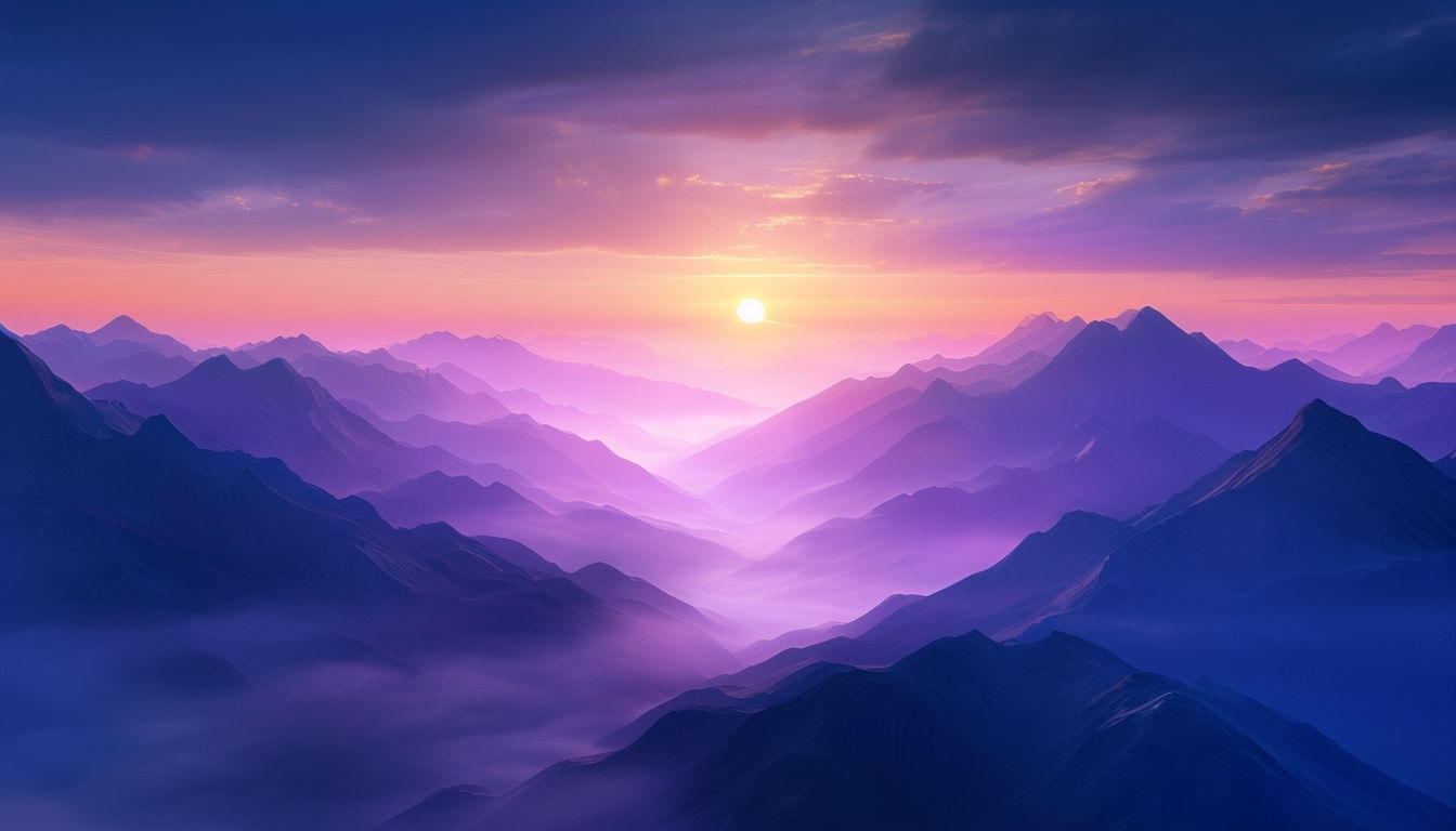 Tranquil Mountain Range Sunset Digital Art Background