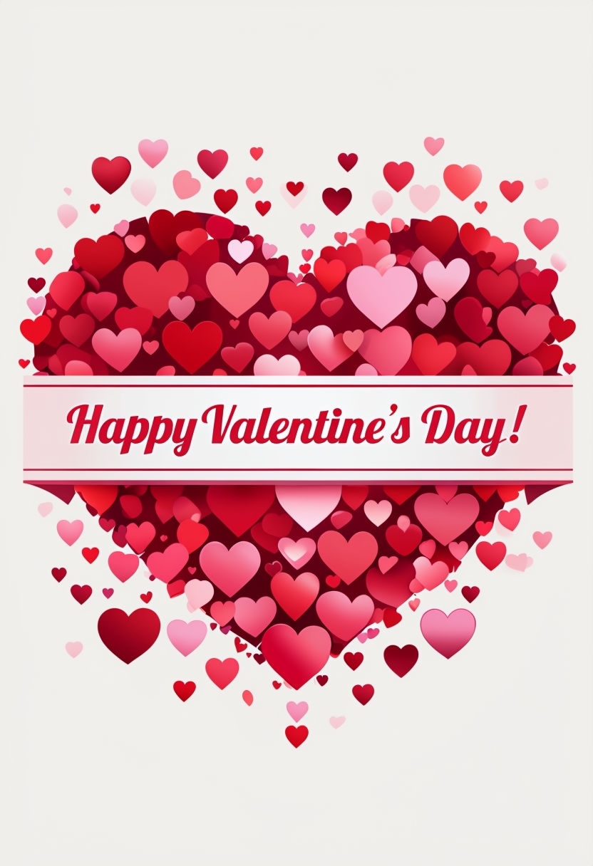 Vibrant Heart-Shaped Valentine's Day Greeting Card Design