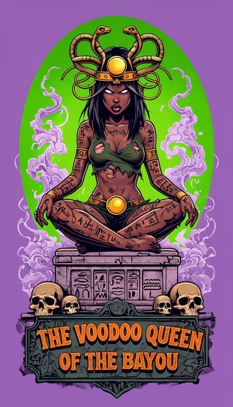 Vibrant Voodoo Queen of the Bayou Comic Art Illustration