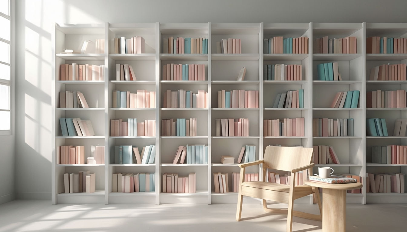 Cozy Minimalist Library Reading Corner Art