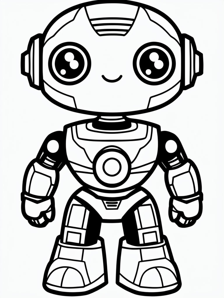 Cute Cartoon Robot Coloring Page for Kids