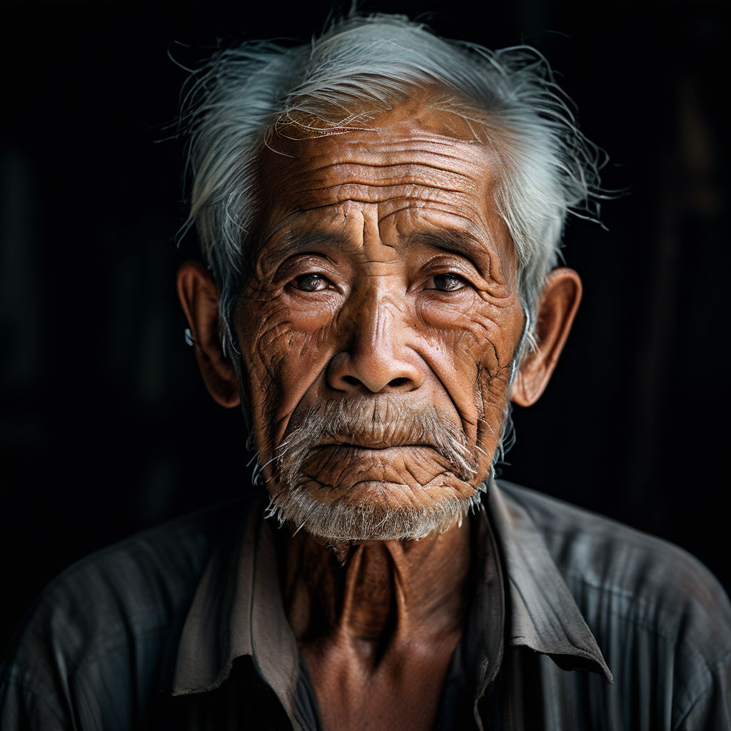 Old man face so sad thailand by May May - Playground