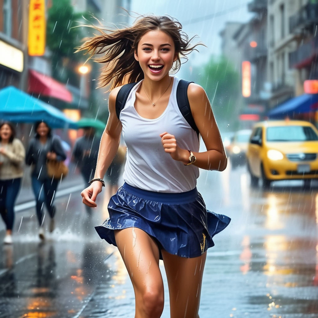 sexy girl running in shorts