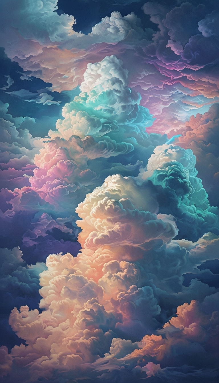 Vibrant Dreamy Clouds Digital Painting for Mobile Wallpaper