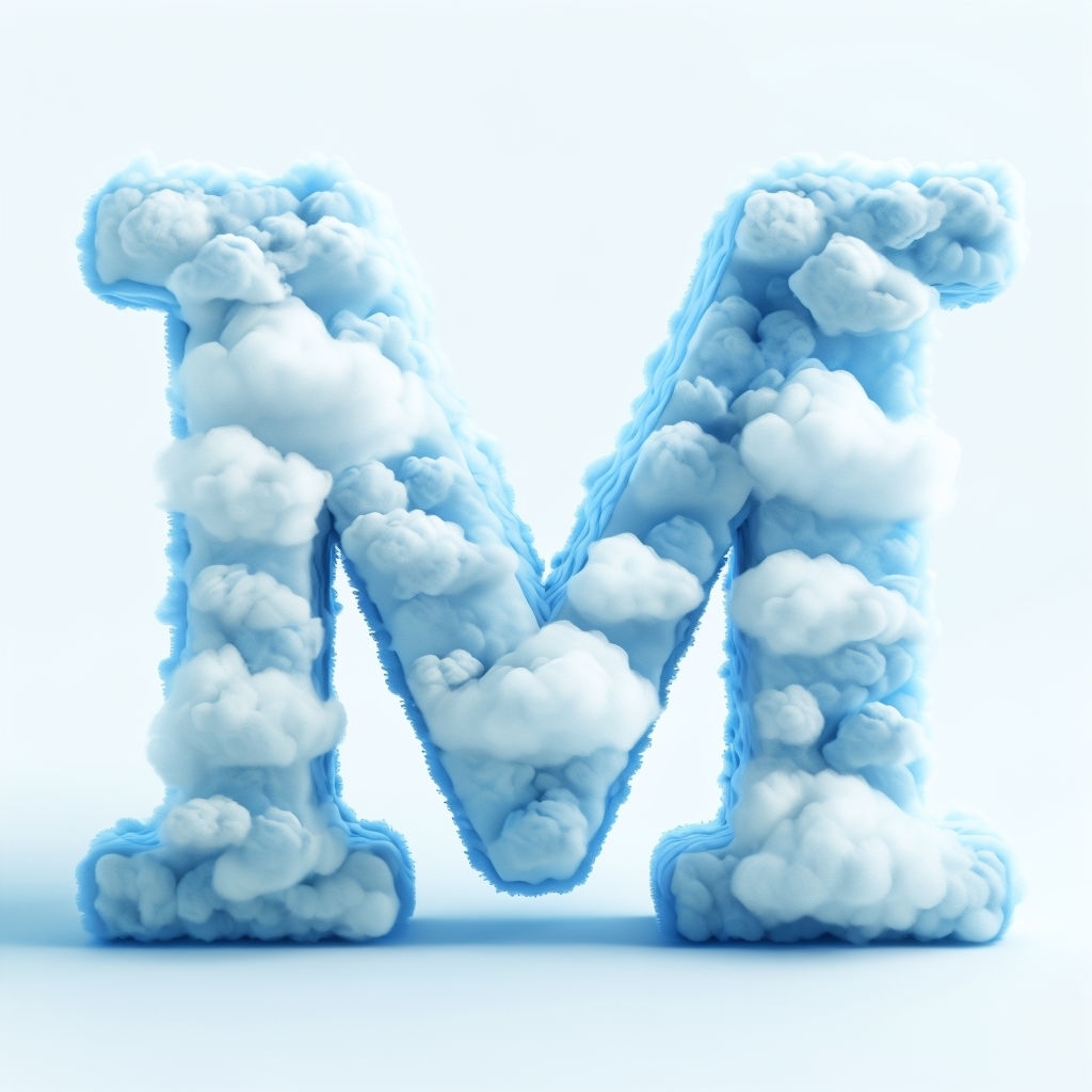 Cloud-Textured Uppercase 'M' Letter Design Monogram