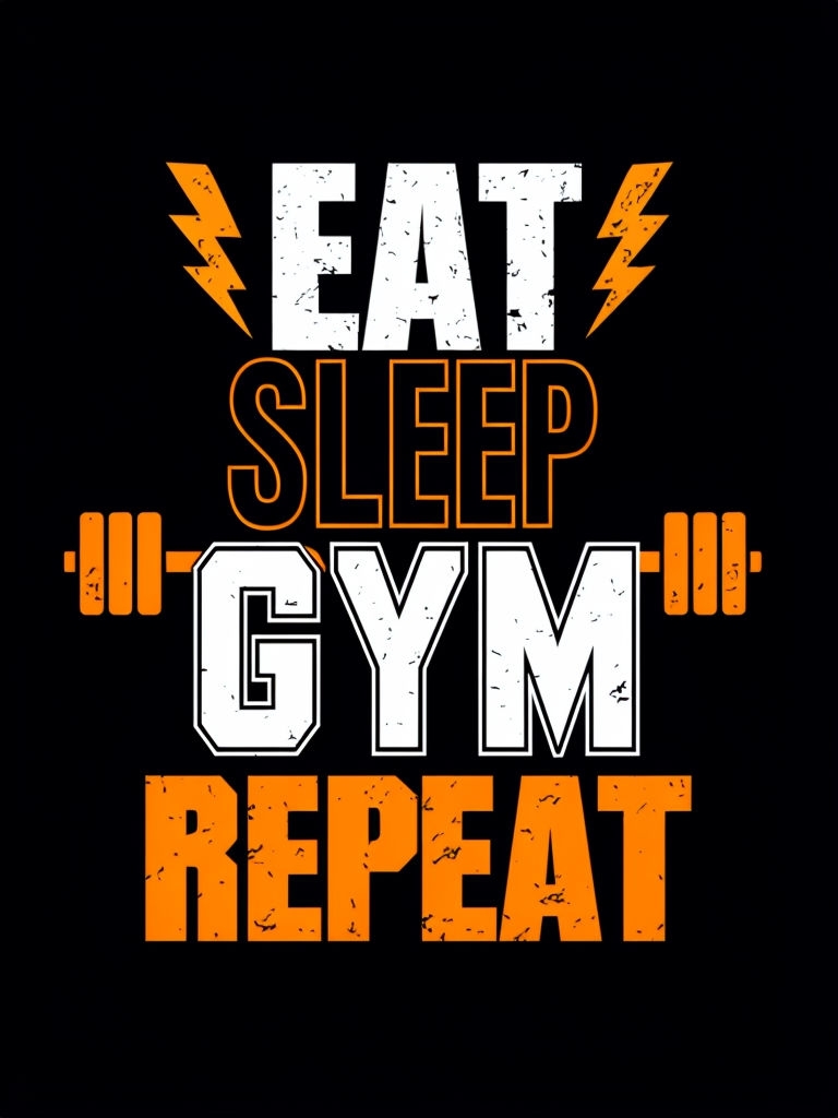 Eat Sleep Gym Repeat Motivational Graphic Design T-shirt