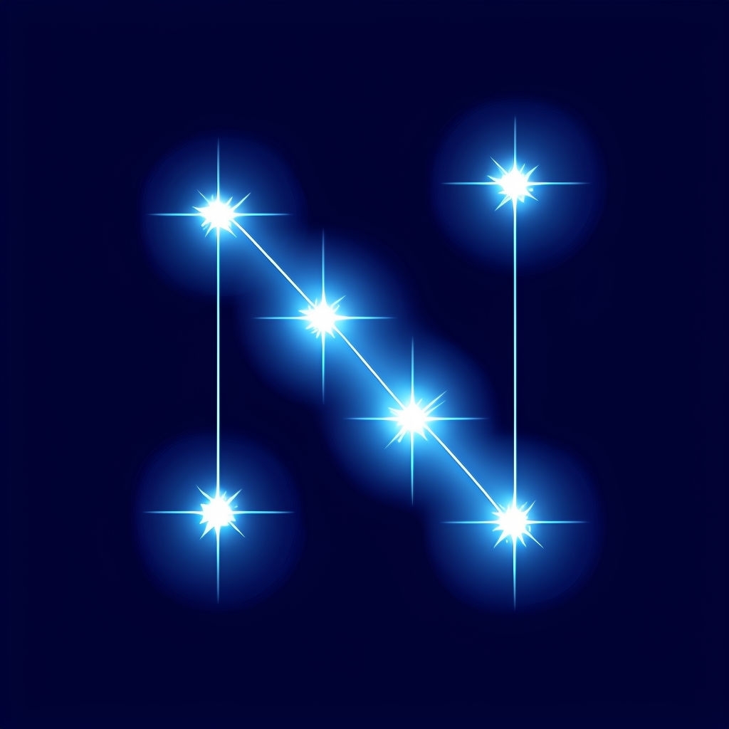 Starry 'N' Constellation Illustration on Midnight Blue Background Monogram