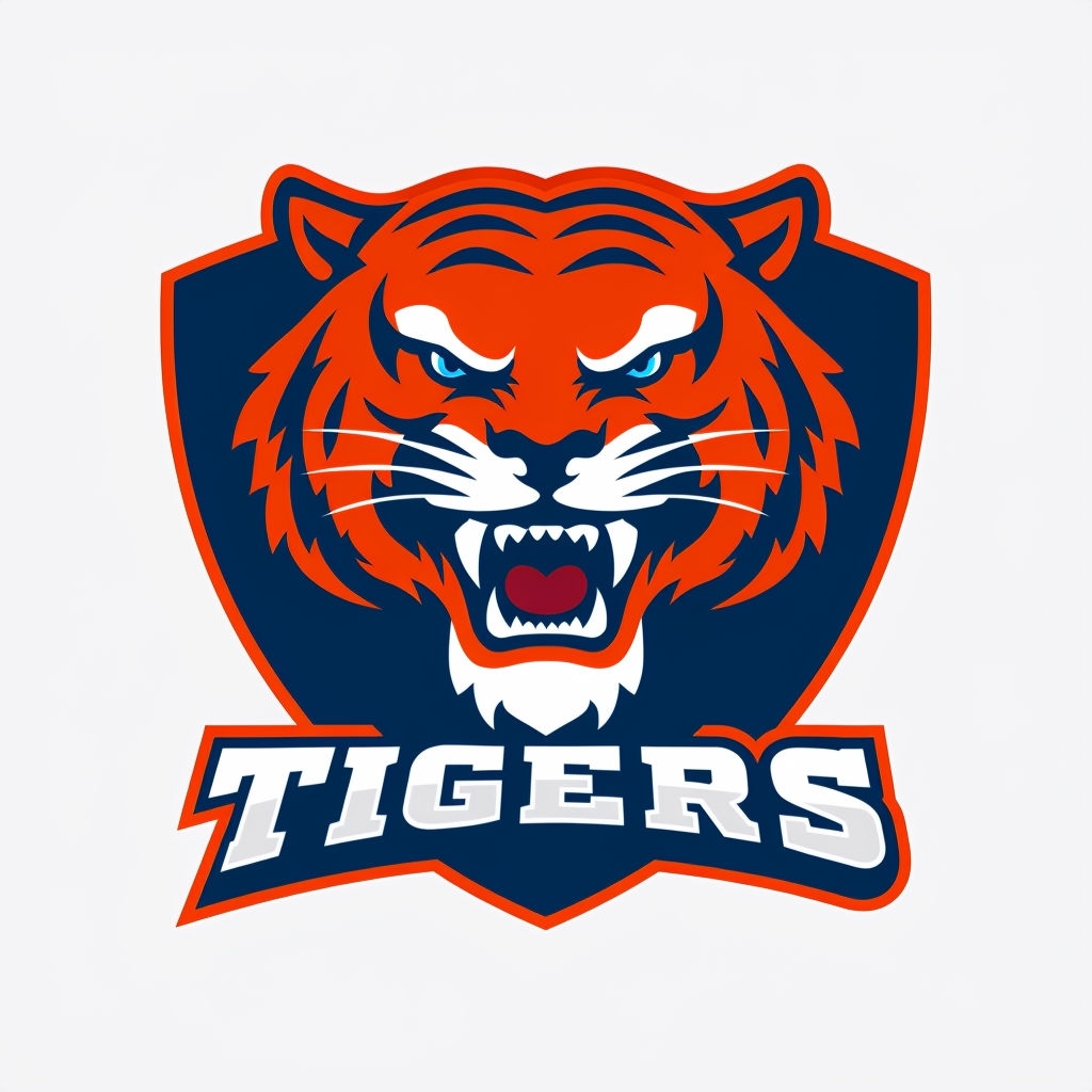 Vibrant Roaring Tiger Face Vector Logo for Sports Hats