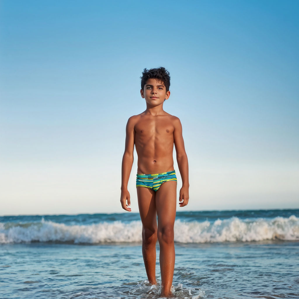 Young boy in speedo