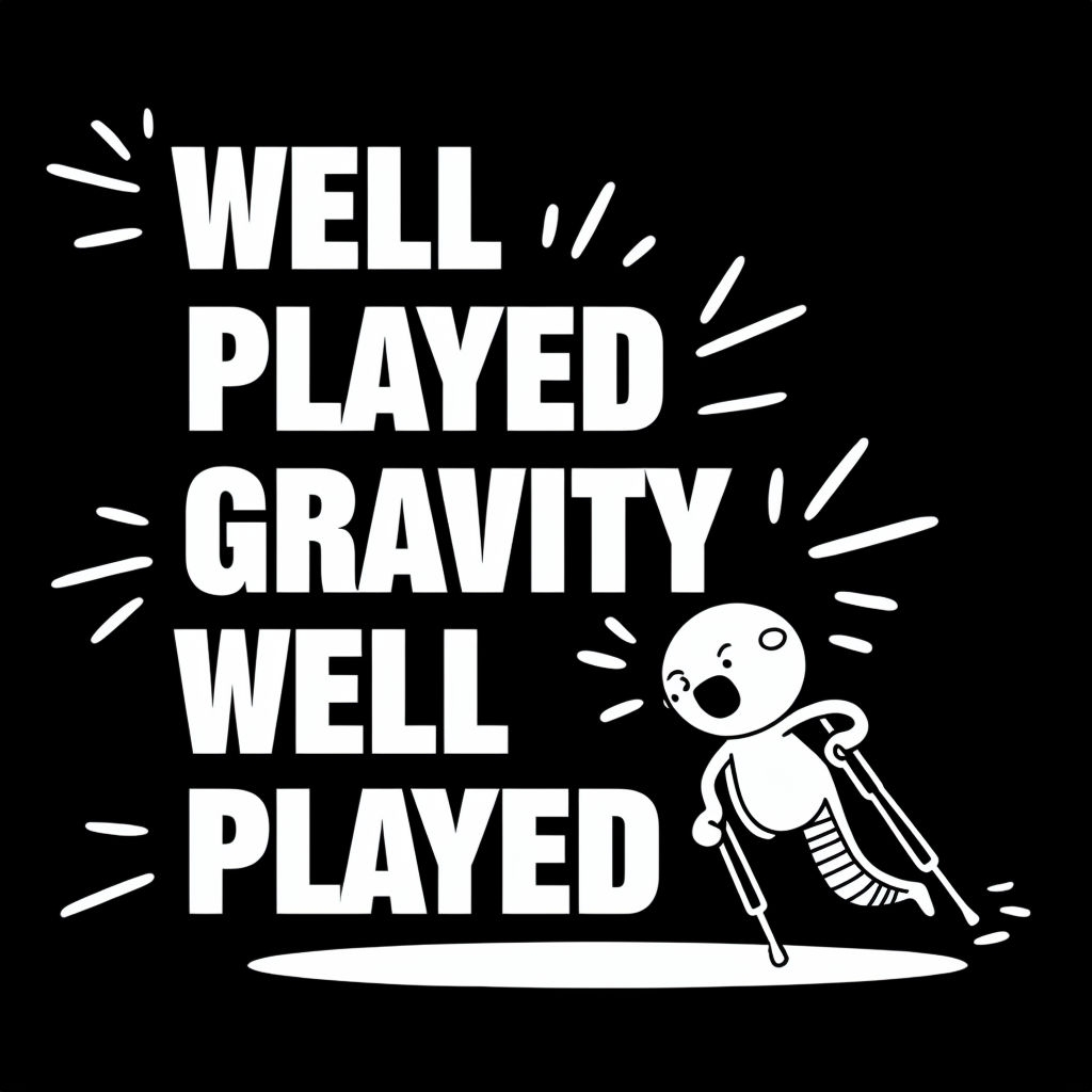 Well Played Gravity Humorous Cartoon T-Shirt