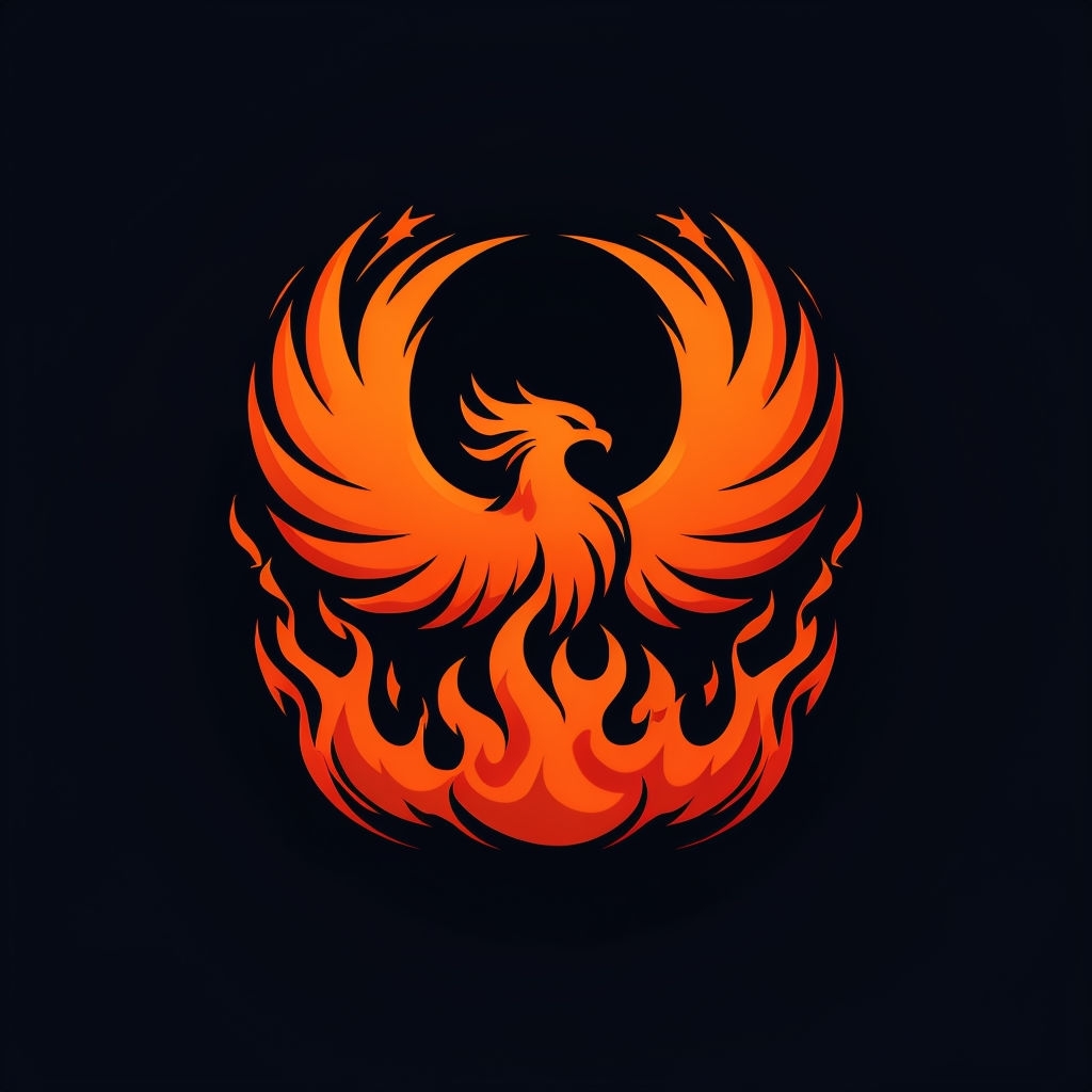 Vibrant Phoenix Rising Logo on Black Background